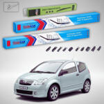 TeamCar Ștergătoare Citroën C2 Gen I JM Hatchback 2003-2009 | Set Față și Spate Flat Premium - TeamCar® (TC-C2JM600450290FLP)