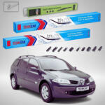 TeamCar Ștergătoare Renault Megane II Grandtour Break 2006-2009 | Set Față și Spate Flat Premium - TeamCar® (TC-MEGA2B2-604526FLP)
