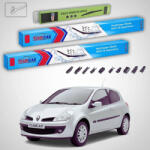 TeamCar Ștergătoare Renault Clio III Faza 1 Hatchback 2005-2007 | Set Față și Spate Flat Premium - TeamCar® (TC-CLIO3F1-604035FP)
