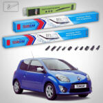 TeamCar Ștergătoare Renault Twingo II Hatchback 2007-2015 | Set Față și Spate Flat Premium - TeamCar® (TC-TWIN2-604030FLP)