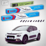 TeamCar Ștergătoare Citroën C3 Gen III B618 Hatchback 2016-prezent | Set Față și Spate Flat Premium - TeamCar® (TC-C3B618650400300FLP)