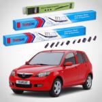 TeamCar Ștergătoare Mazda 2 DY 2003-2005 | Set Față și Spate Flat Premium - TeamCar® (TC-MZ2DY036004350FP)