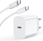 quandes Incarcator retea 45W PD pentru iPhone 17 16 15/17 16 15 Pro/iPad Pro/ Samsung Galaxy S25/S24/S23 cu Cablu de incarcare USB C-C 2 m 60w, Alb