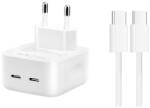 quandes Incarcator 40W Dual USB-C, PD 3.0 Pentru IPhone 15 ProMax, Cablu Date C-C, 1m