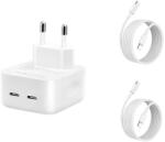 quandes Set Incarcator 40W Dual USB-C, PD 3.0 Pentru IPhone 15pro, 15 Pro Max, 2 Cablu Date C-C, 2m