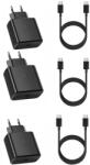 quandes Pachet 6 buc, 3 Incarcator super Fast Charge 45W PD usb C, pentru Samsung S24, S24 ultra, 3 Cablu de date 1.8m USB-C - C