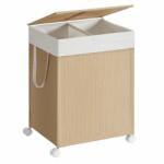 Songmics Home Cos de rufe cu roti, Songmics, 2 compartimente, 100 litri, bej (LCB601N01)