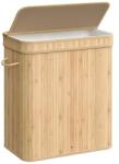 Songmics Home Cos de rufe din bambus, Songmics, 2 compartimente, 100 litri, crem (LCB063N01V1)