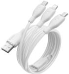 Baseus CABLU alimentare si date Baseus Ultra-Fast One-for-three Retractable, pt smartphone, USB la Micro-USB+Lightning+USB Type-C 3.5A, 1.3m, alb (P10376303211-00) - vexio