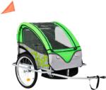 vidaXL Remorcă de bicicletă & Cărucior copii 2-în-1, verde și gri (91378)