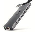 AXAGON HMC-7HX2 USB-C 7 az 1-ben Dokkoló Hub - 2x HDMI 4K/60Hz HMC-7HX2