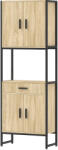 HOMCOM Bufet Înalt Bucătărie, Dulap de Bucătărie, 4 Uși cu Închidere Silențioasă, Sertar, Blat, 60x30x170cm, Lemn Natural | Aosom Romania (83A-514V00ND)