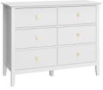 HOMCOM Fiókos komód, tálalószekrény 6 fiókossal, modern, 100 x 40 x 78 cm, fehér (83D-158V90WT)