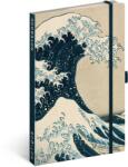 Presco Keménytáblás notesz krémszínű lapokkal, vonalas, leszorító gumiszalaggal Katsushika Hokusai 130x210mm, Presco (5416-KH) - web24