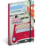 Presco Keménytáblás notesz krémszínű lapokkal, vonalas, leszorító gumiszalaggal The Little Mole and the Car 130x210mm, Presco (5416-LM)