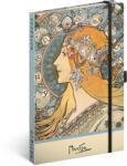 Presco Keménytáblás notesz krémszínű lapokkal, pontozott, leszorító gumiszalaggal Alphonse Mucha - Zodiac 130x210mm, Presco (5416-AMZO)