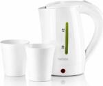 HAEGER Fierbator portabil HAEGER TRAVEL, Capacitate 0.5L (voltaj dublu 110 240V), Putere 1100W, Oprire automata si protectie fierbere fara apa, Include 2 cani plastic, Alb (rzhgek-10w.015a) - cel Fierbator