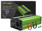 Qoltec Monolith tiszta szinuszhullámos Inverter | Akkumulátortöltő | UPS | 300W | 600W | 12V - 230V Felbontott, Sérült csomagolás (QC-51940-EX)