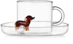 Ichendorf Milano ceașcă cu farfurioară din sticlă borosilicată Dogs 300 ml 99KK-FIUZUH_TSP (9354301)