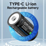 CITYORK 16340 16350 700mAh RCR123A micro USB újratölthető 3, 7V Lithium fotóelem (CITYORK-16340-700-USB-3-7V)