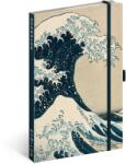 Presco Keménytáblás notesz krémszínű lapokkal, vonalas, leszorító gumiszalaggal Katsushika Hokusai 130x210mm, Presco - papirx