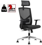  MIRA ergonomikus irodai forgószék fejtámlával, állítható deréktámasszal és 3D karfával, krómacél lábkereszttel