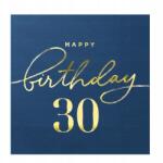 PartyPal Papírszalvéta Happy Birthday 30 sötétkék 10 db
