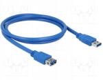 Delock 82538 Kábel; Usb A aljzat, Usb A dugó; aranyozott; 1m; kék; Cu (82538)