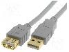 BQ CABLE Cablu USB A mufa, USB A soclu, USB 2.0, lungime 5m, gri, BQ CABLE - CAB-USBAAF/5G