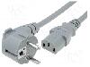 Lian Dung Cablu alimentare AC, 3m, 3 fire, culoare gri, CEE 7/7 (E/F) ştecar in unghi, IEC C13 mama, LIAN DUNG -