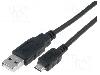 VCOM Cablu USB A mufa, USB B micro mufa, USB 2.0, lungime 1.5m, negru, VCOM - CU271-015-PB