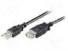 Goobay Cablu USB A mufa, USB A soclu, USB 2.0, lungime 0.6m, negru, Goobay - 68625