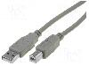 VCOM Cablu USB A mufa, USB B mufa, USB 2.0, lungime 1.5m, gri, VCOM - CU201-015-PB