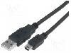 VCOM Cablu USB A mufa, USB B mini mufa, USB 2.0, lungime 1.8m, negru, VCOM - CU215-018-PB