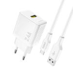 Dudao A23TEU 2.4A GaN USB-A Wall Charger with USB-A - USB-C Cable - White (A23TEU white) - vexio
