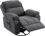 HOMCOM Fotoliu relax TV rotativ 360° fotoliu de masaj cu încălzire, masaj, aspect chenille, gri închis | Aosom Romania (700-210V90CG)