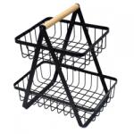 Brunbeste Gyümölcskosár, Brunbeste, Kétszintes, 29 cm, Acél/Fa, Fekete (3060)