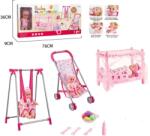 Mamido Set pentru păpuși 8în1 - păpușă, cărucior, pătuț, leagăn și accesorii