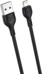 XO NB200 USB-A - Lightning adat- és töltőkábel (Fekete) - 2m, 2.1A