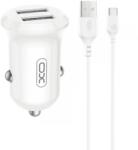 XO CC67 Autós töltő 2xUSB 1xUSB-C kábellel 12W fehér