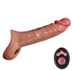 SuperLove Vibrating Realistic Penis Sleeve with Remote Skin Inel pentru penis