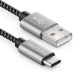 TYPEC Cablu USB-C la USB-C deleyCON 2 m, Împletitură din Nailon, Conectori Metalici, Încărcare Rapidă și Sincronizare Date, pentru Smartphone și Tablete