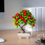 Vog und Arths Planta artificiala decorativa cu rodie 24 cm, aranjament decor casa birou, design realist verde rosu (GLB_11867)