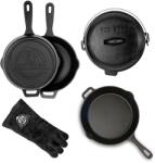 Pit Boss Set 6 piese vase de gatit din fonta si manusi termorezistente din piele Pit Boss 40266 (7602)