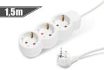 Delight Prelungitor 3 prize Schuko, 1.5m, 16A, cu protectie copii, stecher 90°, alb (GLB_20201)