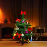  Brad artificial, 40 cm, 20 decoratiuni incluse, set complet cu globuri, fundite si bastonase (GLB_59748)