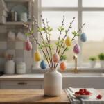  Crenguta Decorativa Salcie Artificiala, 58 cm, Decor Primavara si Paste (GLB_57935C)