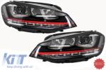 KITT Fényszóró 3D LED DRL Volkswagen VW Golf 7 VII (2012-2017) piros R20 GTI Look LED dinamikus irányjelzővel RHD (HLVWG7GTILEDFWRHD)