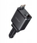 ORICO Usb-a autós töltő Usb-c 45W feltekerhető Usb-c kábelekkel fekete (4901673965367)