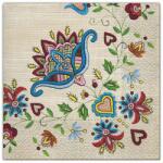 POL-MAK Szalvéta 33x33 3w Kashubian Folk Kasubski Folk Születésnapra Évforduló 33x33c